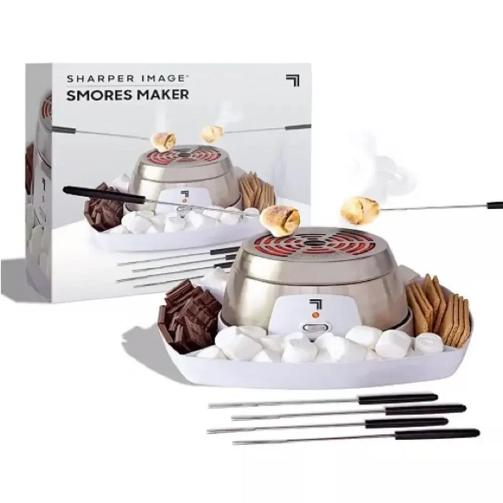 NEW SHARPER IMAGE White Silver Stainless Steel Electric Smores Maker Fondue Fork